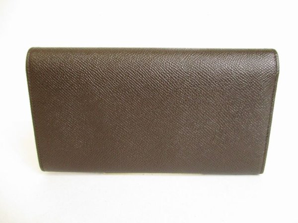 Photo2: BVLGARI Brown Leather Gold H/W Flap Long Wallet #8915