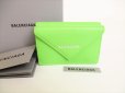 Photo1: BALENCIAGA Lime Green Leather Trifold Mini Wallet #8918 (1)