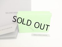 BALENCIAGA Lime Green Leather Trifold Mini Wallet #8918