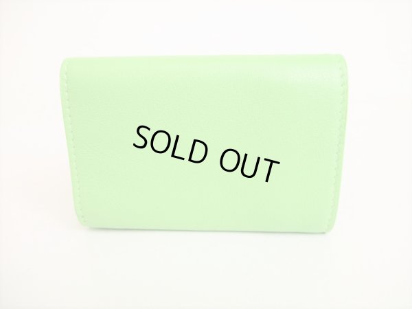 Photo2: BALENCIAGA Lime Green Leather Trifold Mini Wallet #8918