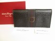 Photo1: Salvatore Ferragamo Gancini Deep Brown Leather Bifold Long Wallet #8923 (1)