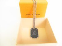LOUIS VUITTON Monogram Eclipse Plate Necklace #8931