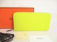 Photo1: HERMES Lime Veau Epson SILK'IN LINE Round Zip Wallet Azap Long #8936 (1)