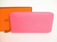 Photo1: HERMES Rose Azalee Veau Epson SILK'IN LINE Round Zip Wallet Azap Long #8937 (1)