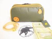 HUNTING WORLD Green Nylon Brown Leather Crossbody Bag Purse #8942