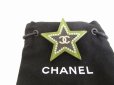 Photo1: CHANEL CC Logo Green Black Plastic Star Motif Brooch #8949 (1)