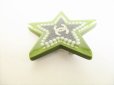 Photo2: CHANEL CC Logo Green Black Plastic Star Motif Brooch #8949 (2)