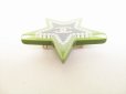 Photo5: CHANEL CC Logo Green Black Plastic Star Motif Brooch #8949