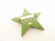 Photo6: CHANEL CC Logo Green Black Plastic Star Motif Brooch #8949