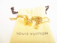 LOUIS VUITTON Gold Plated LV & ME Necklace Letter H #8952
