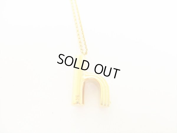 Photo2: LOUIS VUITTON Gold Plated LV & ME Necklace Letter H #8952