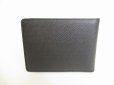 Photo2: LOUIS VUITTON Ardoise Black Taiga Leather Bifold Bill Wallet #8971 (2)