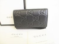 GUCCI Guccissima Black Leather 6 Pics Key Cases #8976