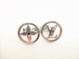 Photo2: LOUIS VUITTON Monogram Flower Silver Steel LV Catch Cufflinks #8980 (2)