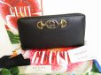 Photo1: GUCCI Interlocking G Black Leather Round Zip Long Wallet #8983 (1)