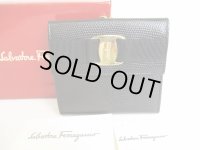 Salvatore Ferragamo Vala Black Leather Bifold Long Wallet #8994