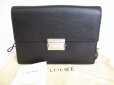 Photo1: LOEWE Black Leather Silver H/W Clutch Bag Document Bag #9001 (1)