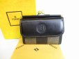 Photo1: FENDI Pecan Canvas Black Leather Trifold Wallet Compact Wallet #9003 (1)