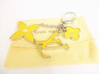 LOUIS VUITTON Yellow Silver Bag Charm Key Holder Sac Fleures du epi #9014
