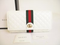 GUCCI Double G White Leather Flap Long Wallet #9017