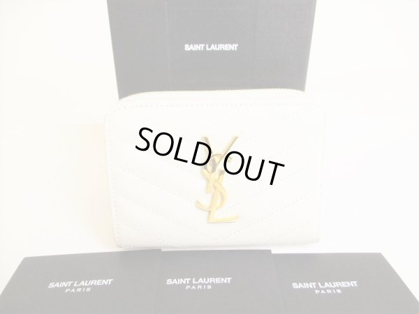 Photo1: Saint Laurent Paris YSL Motif White Leather Bifold Wallet #9022