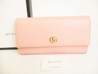 GUCCI Marmont G Pink Leather Bifold Flap Long Wallet Purse #9024