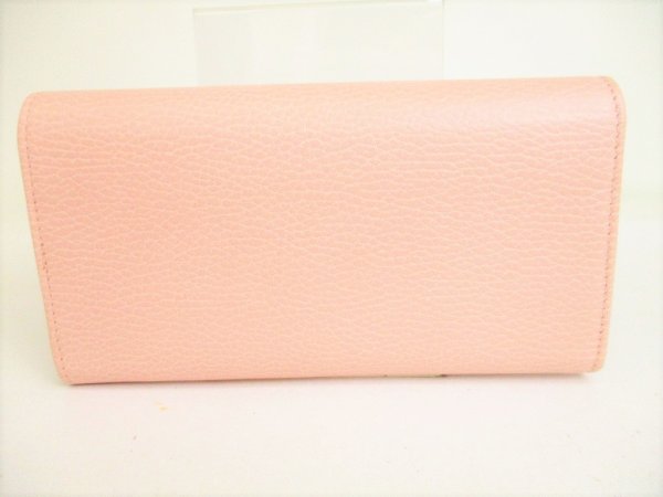 Photo2: GUCCI Marmont G Pink Leather Bifold Flap Long Wallet Purse #9024