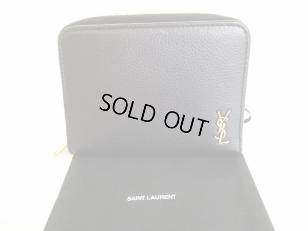 Photo1: Saint Laurent Paris YSL Tinny Monogram Black Leather Bifold Wallet #9031