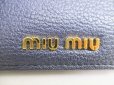 Photo10: miumiu Navy Blue Leather Madras Bifold Wallet Compact Wallet #9038