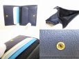 Photo8: miumiu Navy Blue Leather Madras Bifold Wallet Compact Wallet #9038