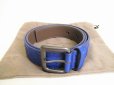 Photo1: BOTTEGA VENETA Blue Leather Belt Waist Size 80-92 M #9041 (1)
