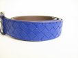 Photo2: BOTTEGA VENETA Blue Leather Belt Waist Size 80-92 M #9041 (2)
