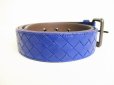 Photo3: BOTTEGA VENETA Blue Leather Belt Waist Size 80-92 M #9041