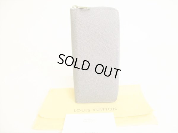 Photo1: LOUIS VUITTON Taiga Gray Leather Zippey Wallet Vertical #9046