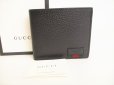 Photo1: GUCCI Black Leather Bifold Wallet Compact Wallet #9052 (1)