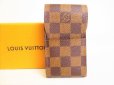 Photo1: LOUIS VUITTON Damier Brown Leather Cigarette Case Tabacco Case #9058 (1)