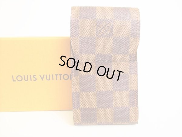 Photo1: LOUIS VUITTON Damier Brown Leather Cigarette Case Tabacco Case #9058