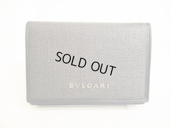 Photo1: BVLGARI Weekend Gray PVC Canvas Black Leather Business Card Case #9062