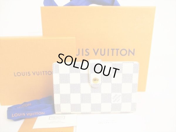 Photo1: LOUIS VUITTON Damier Azur White Leather Bifold Wallet Viennois #9066