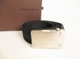 Photo1: LOUIS VUITTON Black Logo Canvas Silver Buckle 35MM Belt #9071 (1)