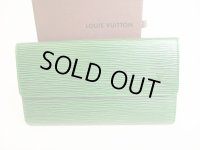 LOUIS VUITTON Epi Green Leather Trifold Long Wallet International #9073