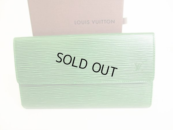 Photo1: LOUIS VUITTON Epi Green Leather Trifold Long Wallet International #9073