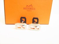 HERMES Silver Plated Delta Chaine d`Ancre Cufflinks Cuffs #9081