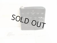 Jimmy Choo Black Grossy Embossed Stars Leather Bifold Wallet Compact Wallet #9095