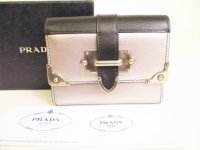 PRADA Silver City Calf Leather Bifold Wallet Compact Wallet #9097