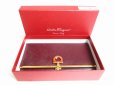 Photo12: Salvatore Ferragamo Gancini Gold H/W Bordeaux Leather Flap Wallet #9103