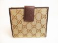 Photo2: GUCCI GG Brown Canvas Bifold Wallet Compact Wallet #9105 (2)