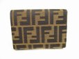 Photo2: FENDI Zucca Canvas Dark Brown Leather Bifold Wallet Compact Wallet #9110 (2)