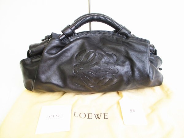 Photo1: LOEWE Black Leather Hand Bag Nappa Aire #9118