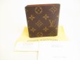 Photo1: LOUIS VUITTON Monogram Brown Leather Bifold Bill Wallet #9121 (1)